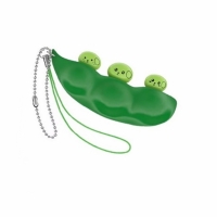 Set 2 jucarii breloc pastaie de mazare, antistres, verde, 7 cm